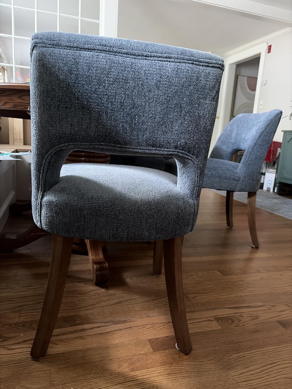 VKNOW Wooden Dining Chairs Set of 4, Modern Fabric Upholstered Dining Room Chair Kitchen Chairs, Farmhouse Dinner Chair for Kitchen Dining Room, Green customer photo 1