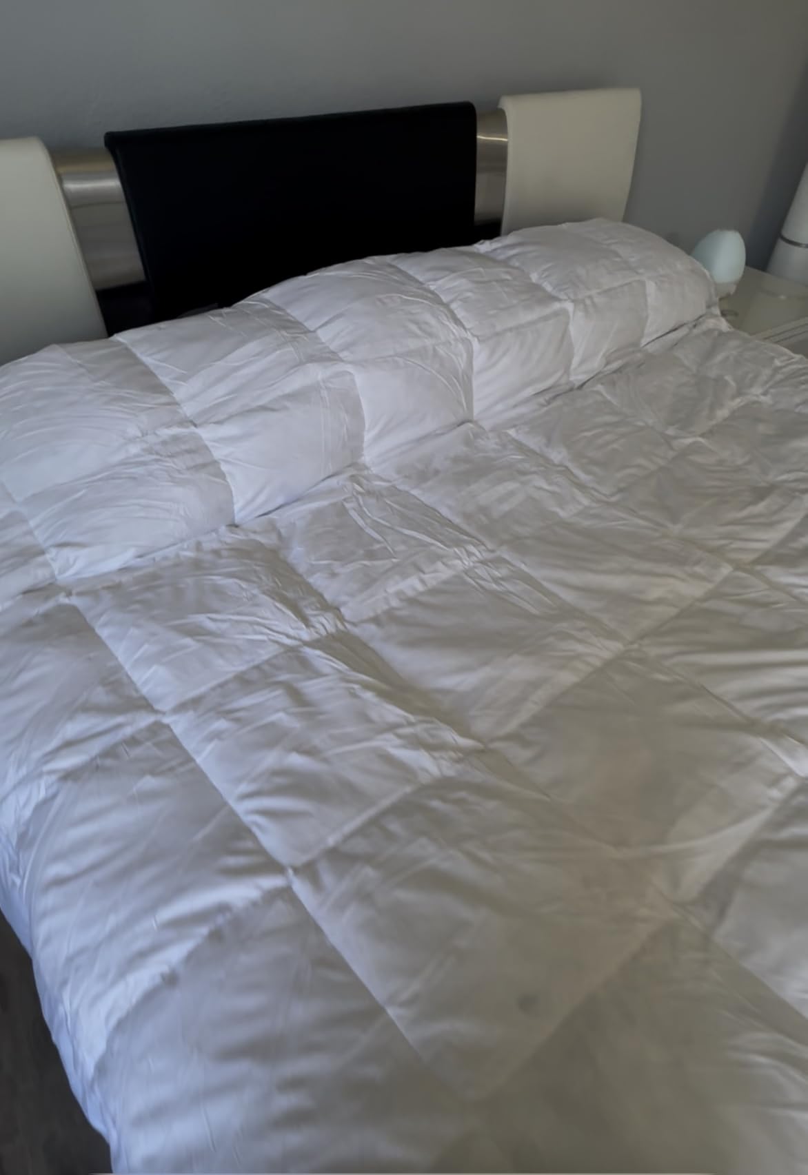 L LOVSOUL Goose Feather Down Fiber Comforter King Size, 100% Organic Cotton Fabric Duvet Insert, 1200TC, 750+ Fill Power, Hotel Collection, All Season Grey Bedding Comforters with 8 Tabs customer photo 2