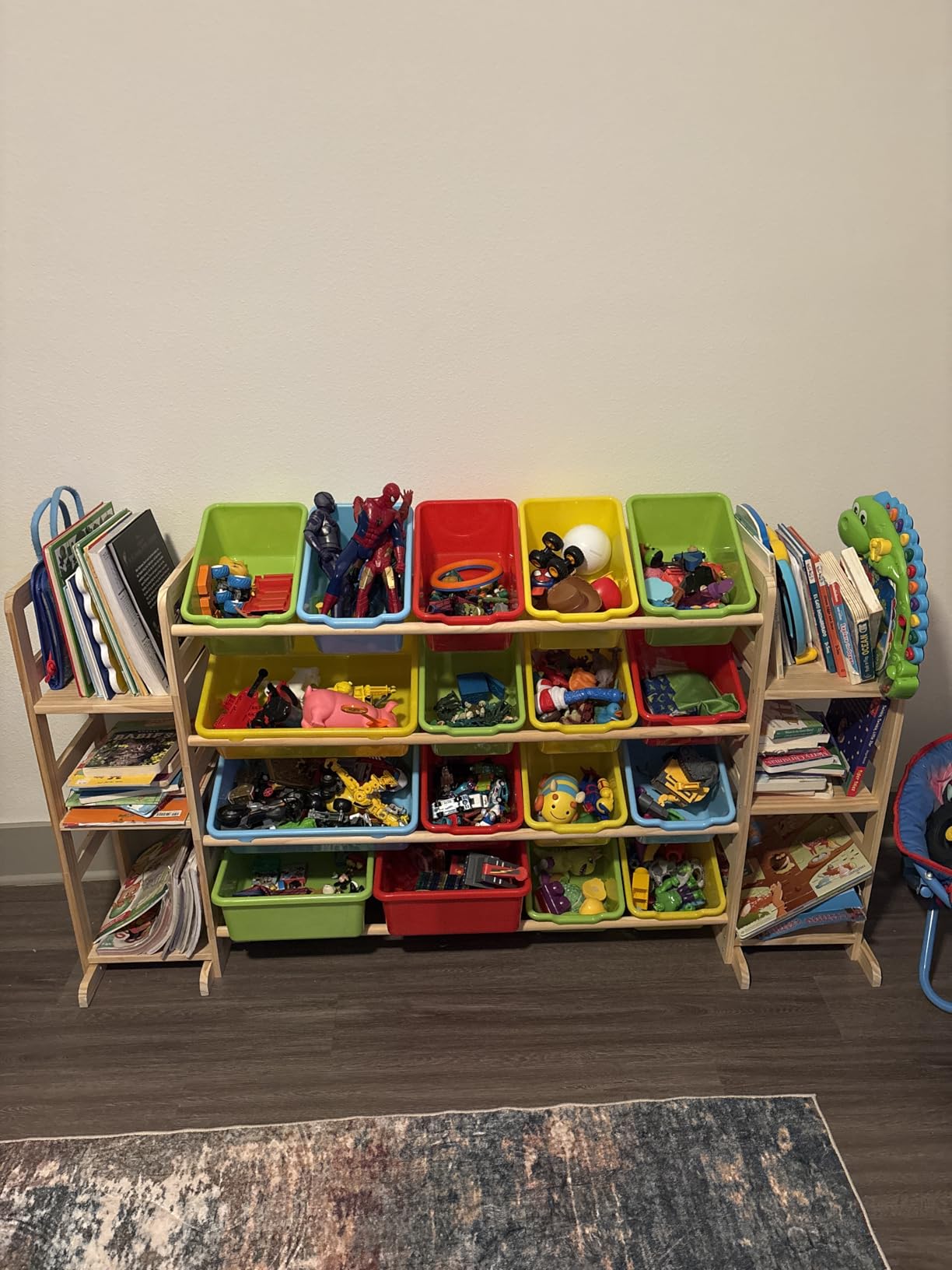 SpaceAid Toy Storage Organizer with 6 Shelves and 12 Bins, Bookshelf/Bookcase, Kids Bin Shelf, Toys Box for Playroom Organization for Bedroom & Room Decor, White, 52.3