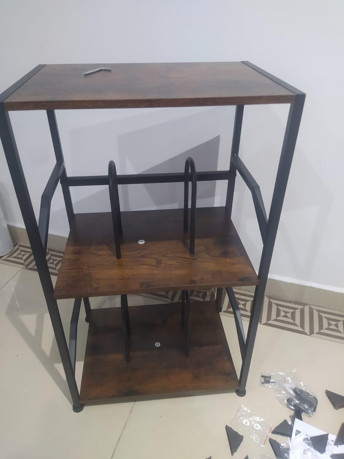 LOAKEKEL Record Player Stand, Vinyl Record Storage Up to 200 Albums, 3 Tier End Table with Removable Dividers, Tall Side Table for Living Room, Bedroom, Rustic Brown customer photo 1