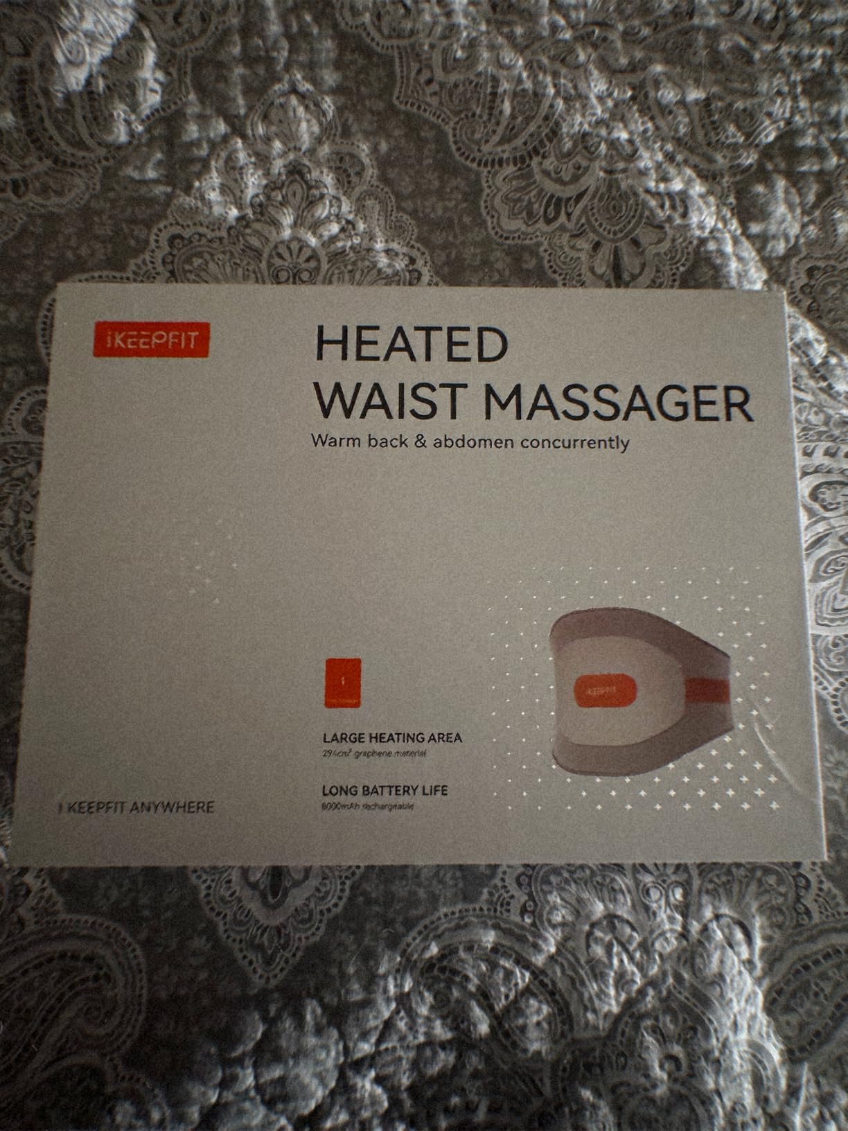 IKEEPFIT Portable Heating Pad for Back, Cordless Wearable Heat Belt with Massager for Lower Back Pain Relief, Battery Powered 8000 mAh Rechargeable, MAXwarm 3.0, Gift for Women Men 90-310 lbs customer photo 2