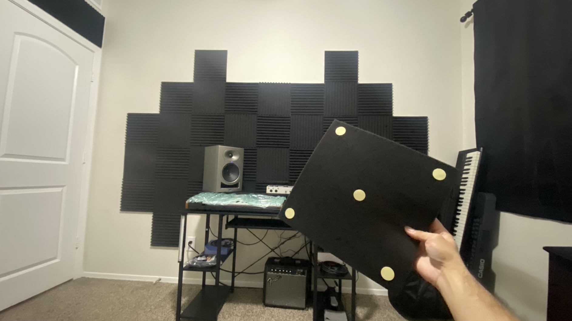 8 Pack - Bass Traps Acoustic Foam Corner, 9.8x9.8 * 4.7'' Black Bass Traps Corner Studio Foam, High Density and Fire-Proof Bass Traps Acoustic Panels Recording Studio Acoustical Treatments customer photo 1