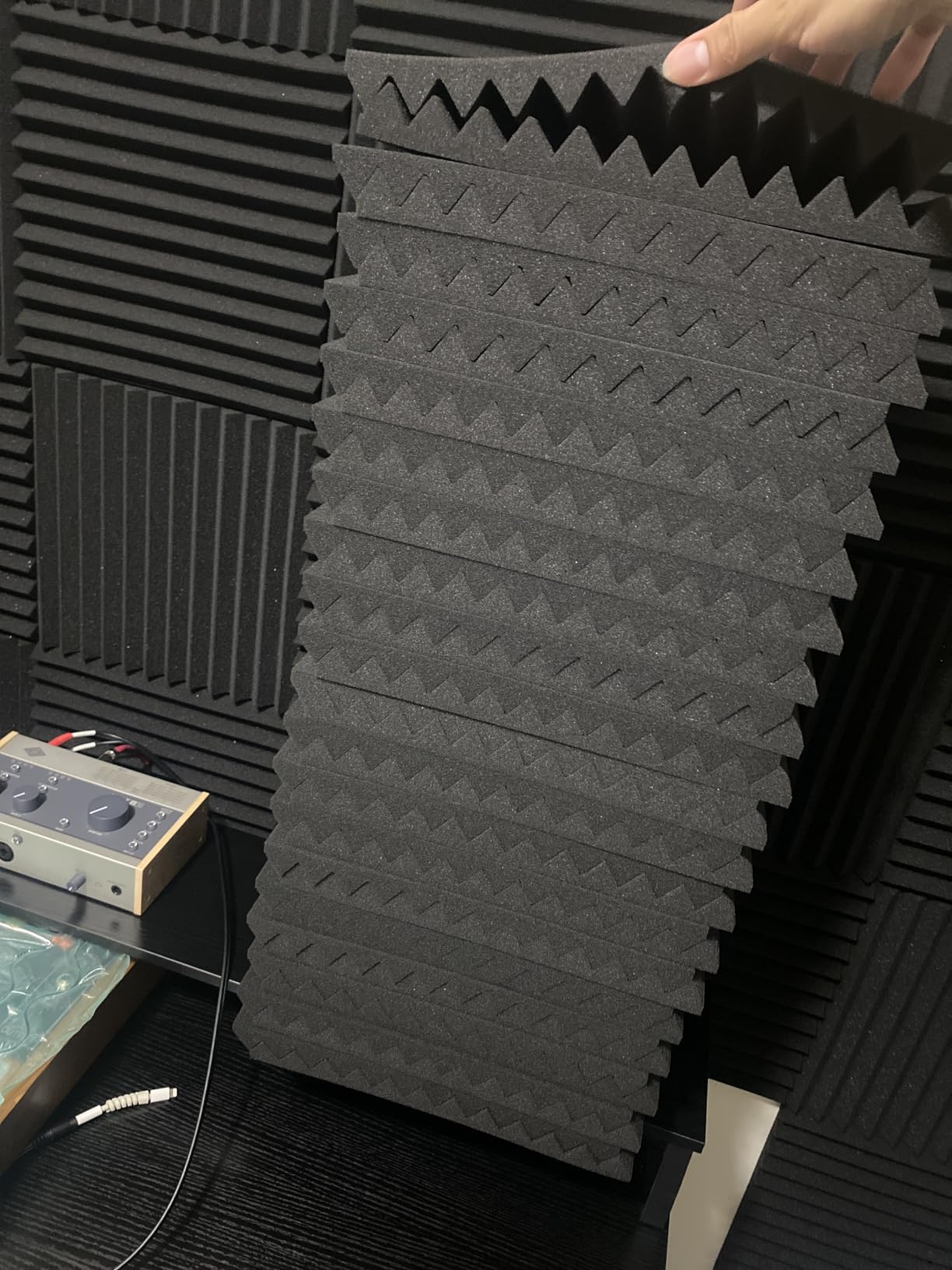 8 Pack - Bass Traps Acoustic Foam Corner, 9.8x9.8 * 4.7'' Black Bass Traps Corner Studio Foam, High Density and Fire-Proof Bass Traps Acoustic Panels Recording Studio Acoustical Treatments customer photo 2