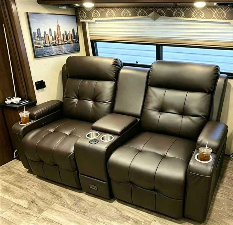 Loveseat Recliner Sofa, Home Theater Seating Massage Reclining Couch with USB, Center Console, Wall Hugger RV Recliners, 145 Degree Recline & Cup Holders & Side Pockets, for RV & Movie Room customer photo 1