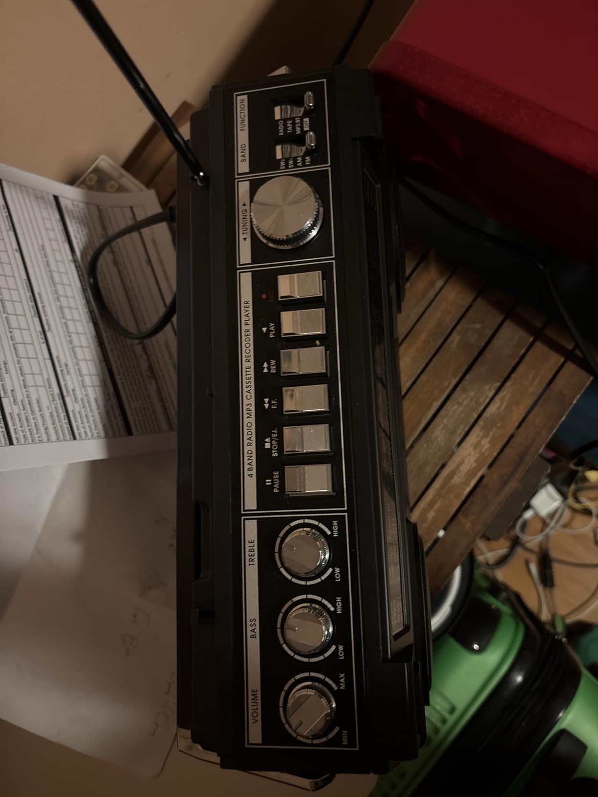 Retro Classic 80s Style Portable Boombox with Cassette Player Recorder, AM/FM/SW1/SW2 Radio, Bluetooth, USB/Micro SD Slots, Headphone Jack, 24W Dual Full-Range High Bass Speakers customer photo 2
