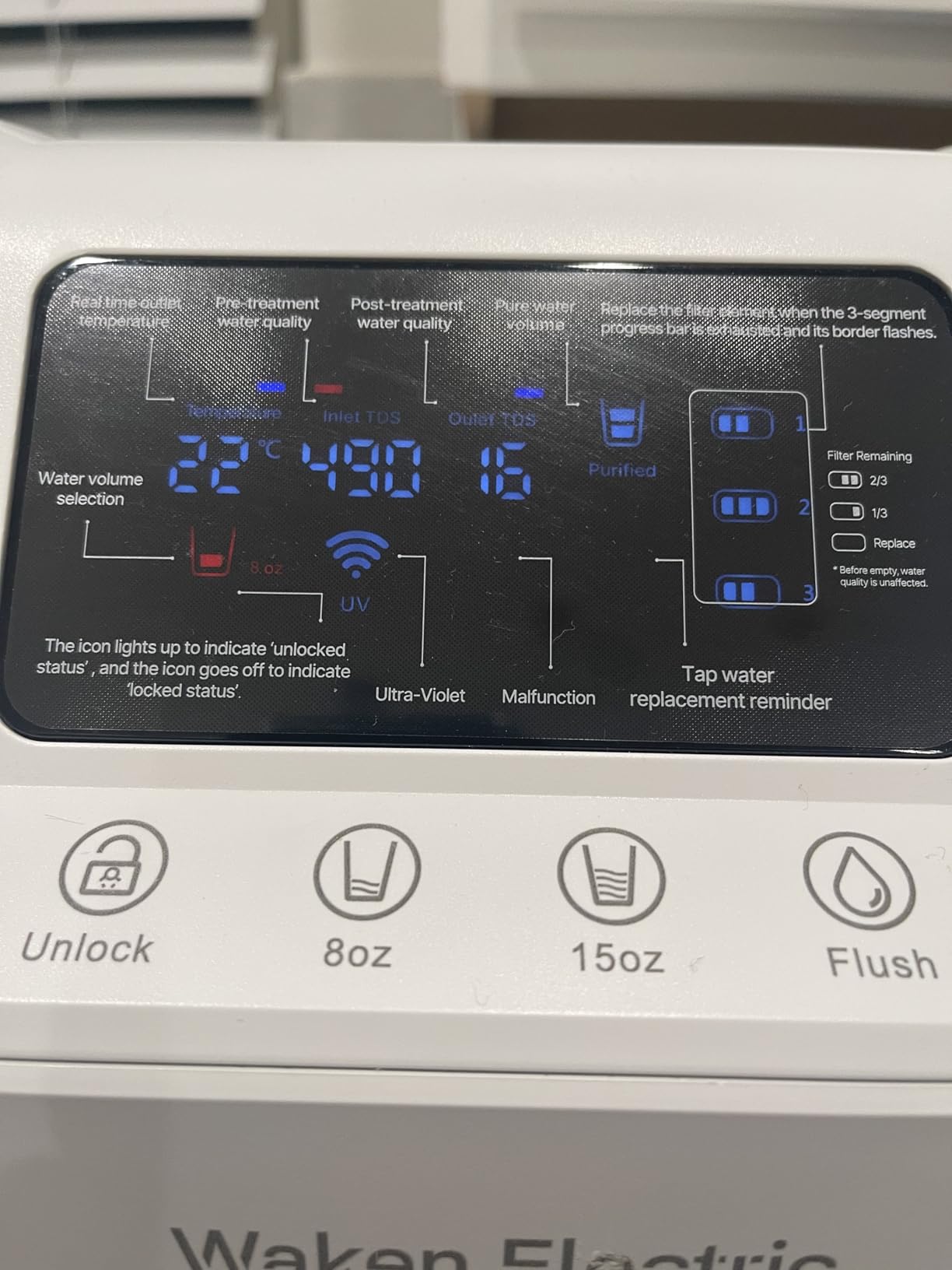 Waken Electric C11S Reverse Osmosis Water Filtration System Countertop 180oz Water Tank 4:1 Pure to Drain 8 Stage RO Filter No Installation for Home Apartment Condo RV customer photo 1