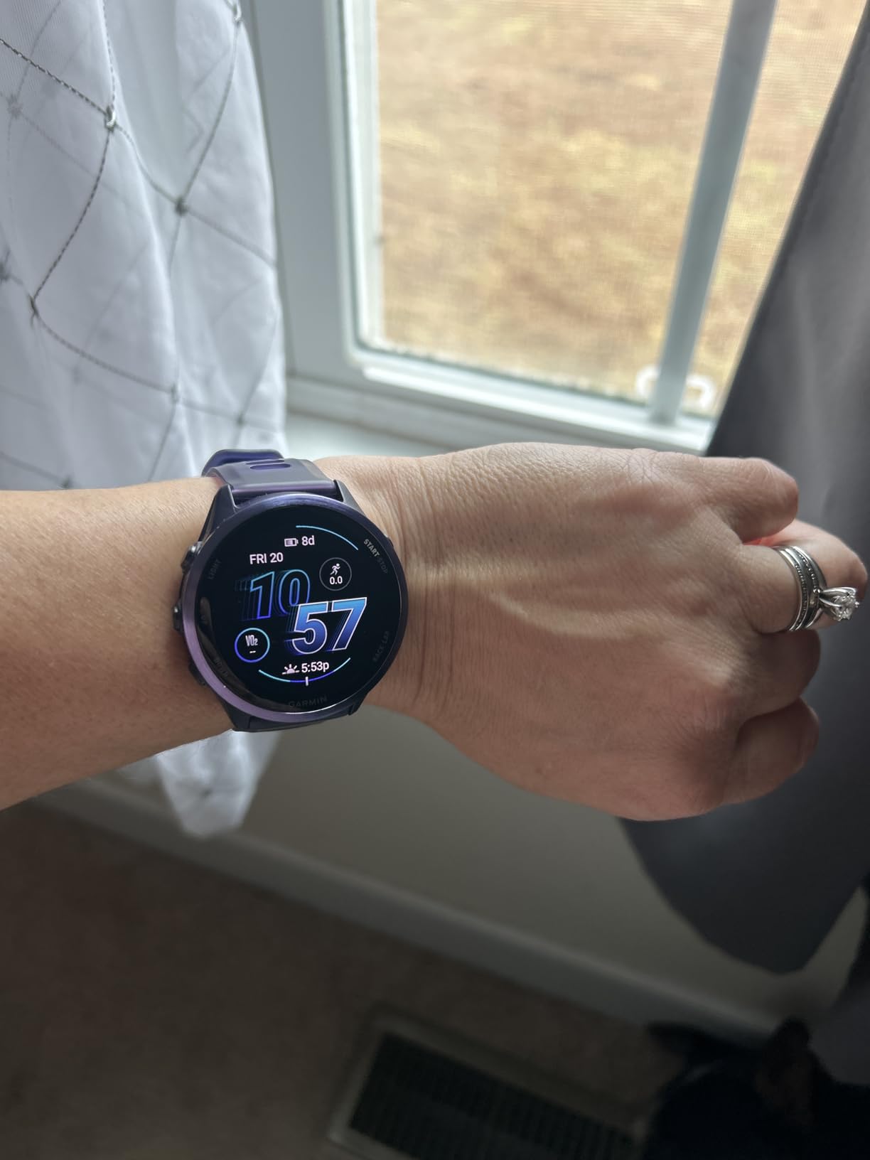 Garmin Forerunner 570, 42mm, Advanced GPS Running and Triathlon Smartwatch, AMOLED Display, Training and Recovery Features, Cloud Blue Aluminum with Translucent Whitestone/Band customer photo 1
