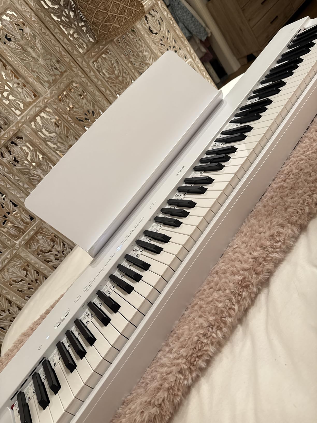 Yamaha 88-Key Digital Piano with Weighted Keys, Compact Design, Bluetooth, Music Rest, Sustain Foot Switch, and Built-in Speakers for Home Practice or Travel (P145BT) customer photo 1