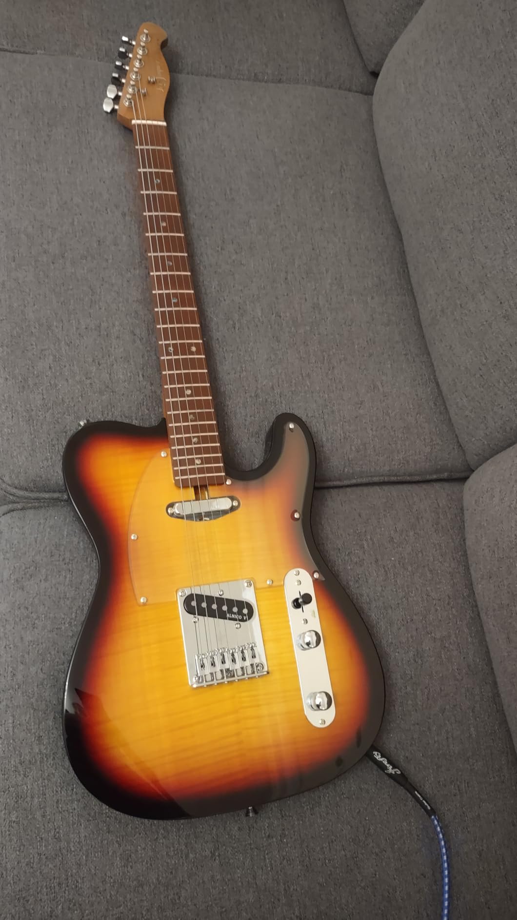 Leo Jaymz TL Electric Guitar - Flame Maple Top, Mahogany Body, Alnico V Pickups (Black Flame) customer photo 1