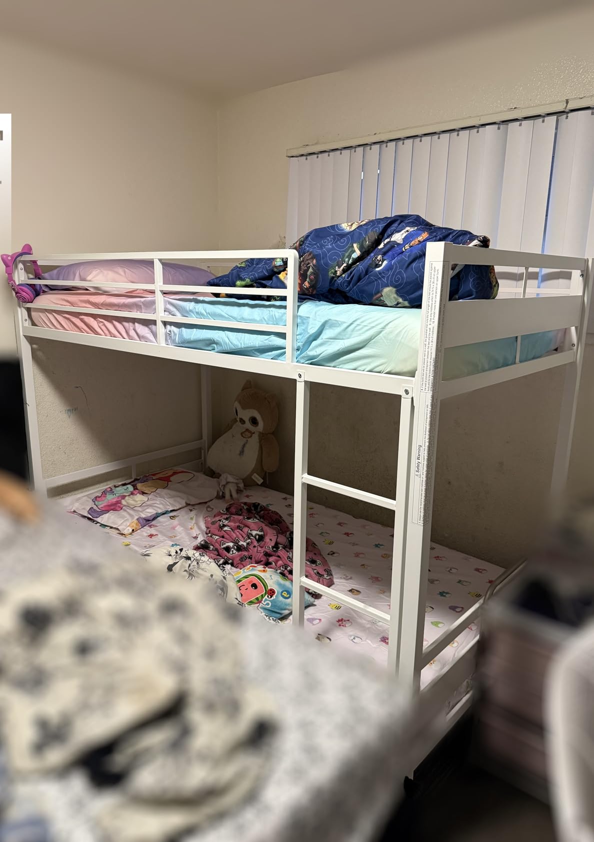 Feonase Metal Bunk Bed Twin Over Twin with Ladder and High Guardrail, Heavy-Duty Metal Slats Support, Noise Free, No Box Spring Needed, for Kids and Juniors, Black customer photo 1