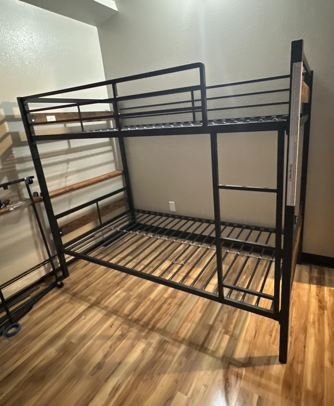 Feonase Metal Bunk Bed Twin Over Twin with Ladder and High Guardrail, Heavy-Duty Metal Slats Support, Noise Free, No Box Spring Needed, for Kids and Juniors, Black customer photo 2