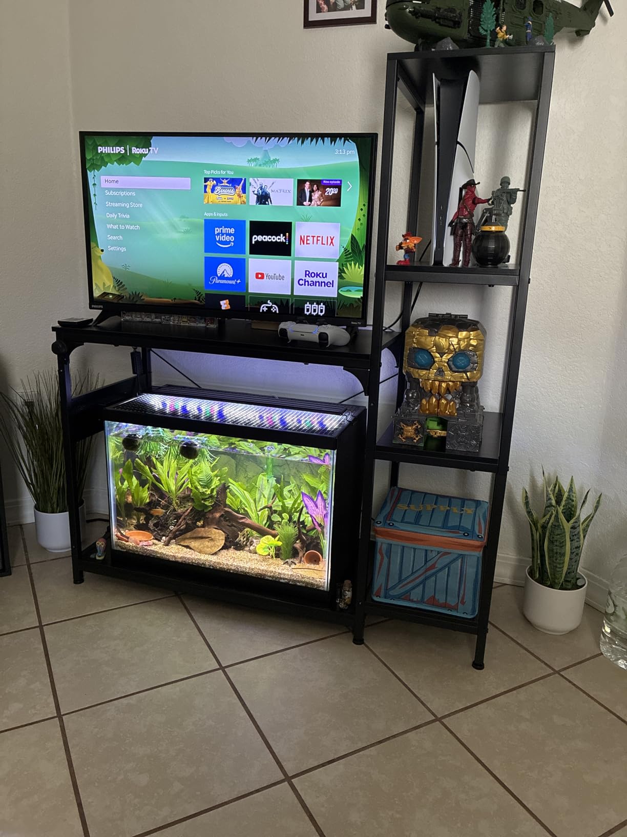 VOWNER 20-29 Gallon Fish Tank Stand with Power Outlet, Wood Aquarium Stand with Shelves for Fish Tank Accessories Storage, Heavy Duty Metal Frame, Turtle Reptile Terrarium Stand, Load 500lb, Brown customer photo 1