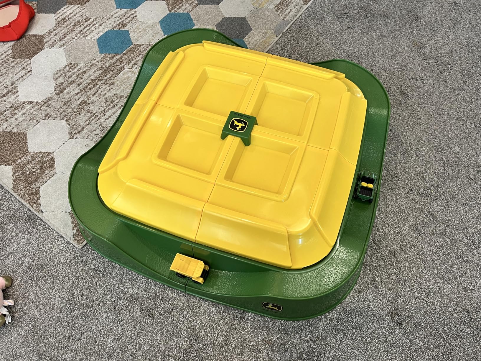 John Deere Sandbox Playset with Protective Cover, Includes 5 Realistic Trucks & Tractors, Perfect Outdoor Sand Toy for Kids, Imaginative Play & Active Backyard Fun customer photo 1