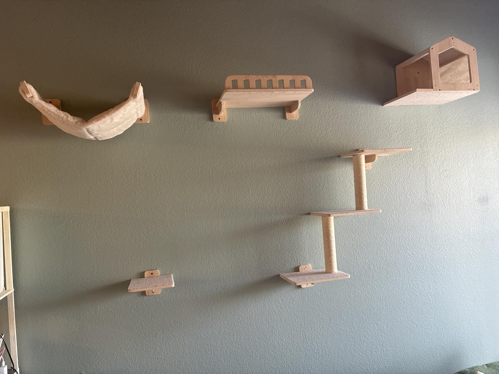Cat Wall Shelves for Large Cats, 5-in-1 Cat Wall Furniture with Large Hammock and Wide Perch, Wooded Wall Climbing Furniture Set for Indoor Cats customer photo 1