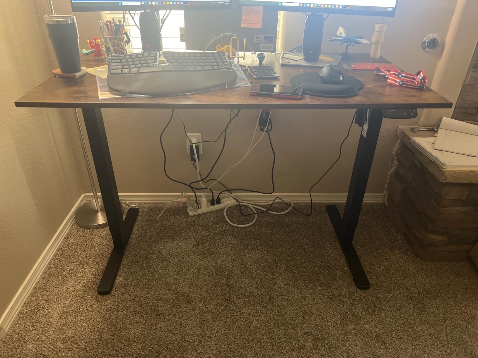Acrolix Electric Standing Desk, Height Adjustable Home Office Desk with Memory Presets & Cable Management, Rustic Brown Sit Stand Desk for Work from Home, Ergonomic Computer Desk (48