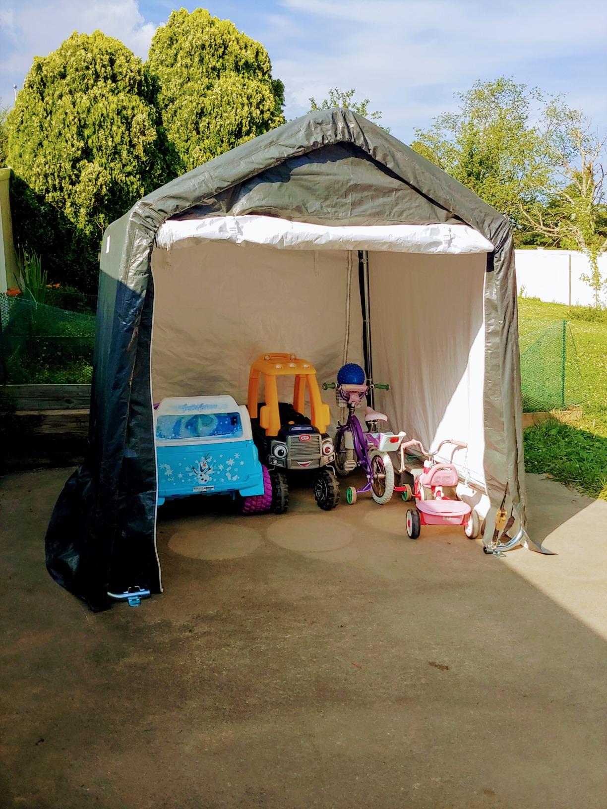 Quictent 10x12FT Large Outdoor Storage Shed Workshop Shelter with Roll-Up Mesh Windows, Heavy Duty Portable Garage for Riding Mower, Garden Equipment Waterproof Tent with Reinforced Frame, Sliver Gray customer photo 1