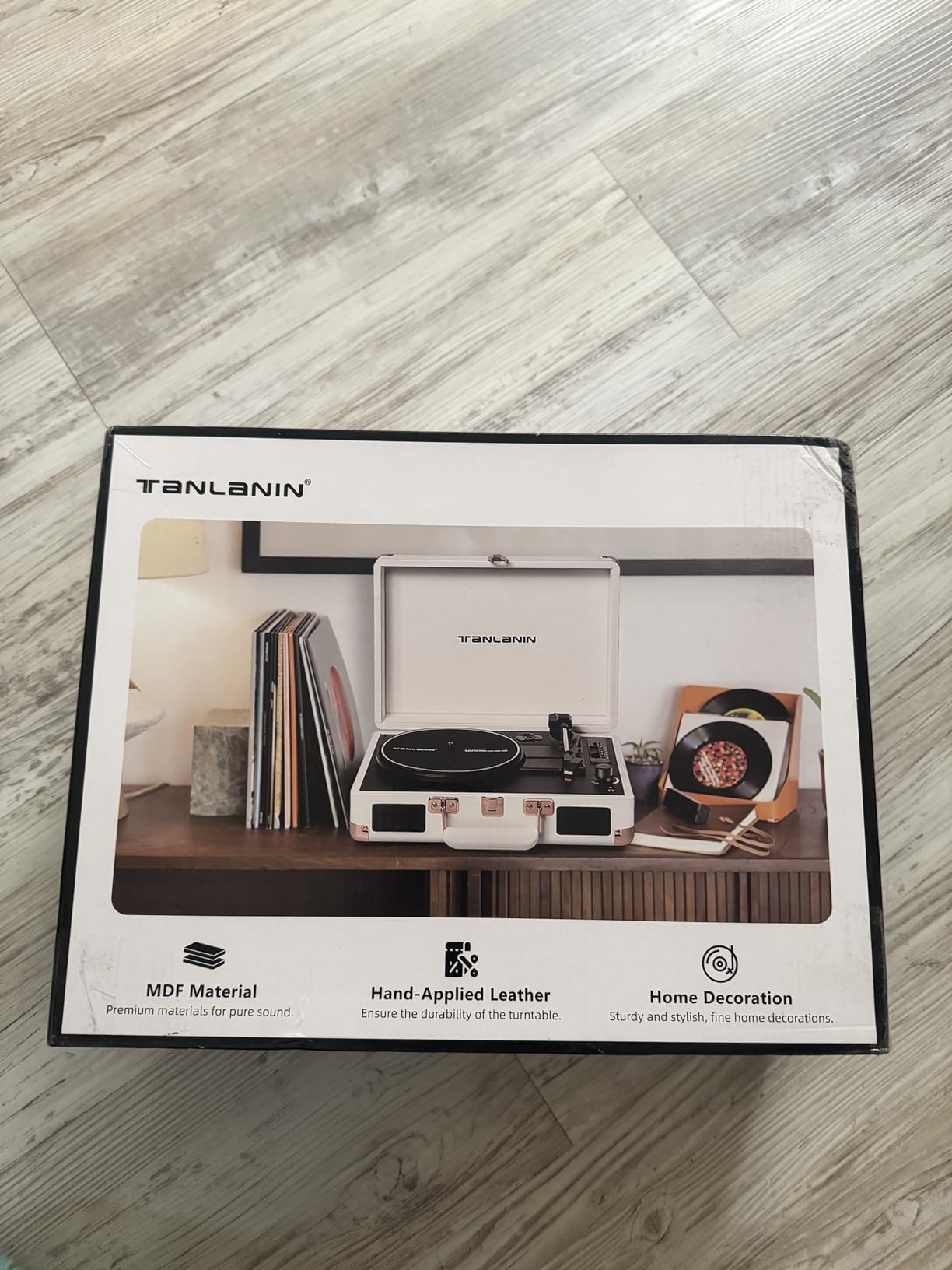 TANALNIN Vinyl Record Player, 3-Speed Bluetooth Portable Suitcase Turntable with Built-in Speakers, USB Recording, RCA Output, AUX Input/Output, Vintage Vinyl Player for Home, Bedroom or Gifting, Black customer photo 2