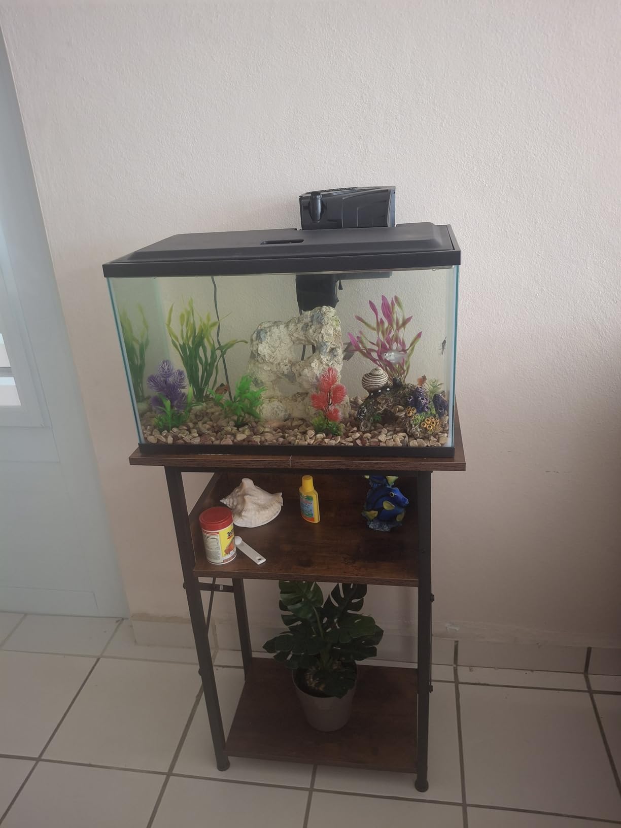 10 Gallon Fish Tank Stand with Storage Shelves, 3-Tier Aquarium Stand with Rust-Proof Metal Frame, Heavy Duty Waterproof Reptile Turtle Tank Stand for Home Office Up to 150LBS, 21.5