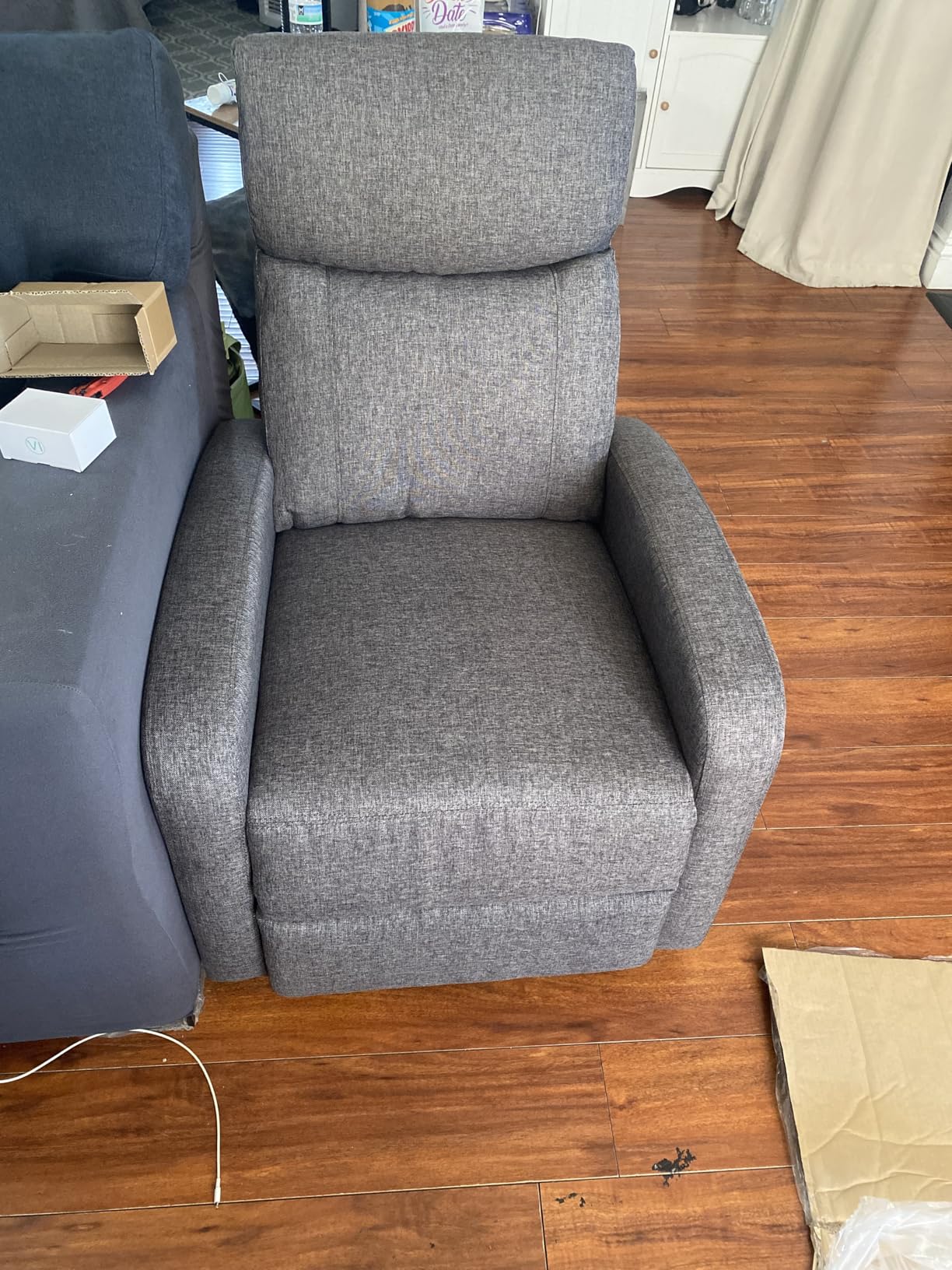 Sweetcrispy Massage Recliner Chair for Adults, Adjustable Home Theater Seating with Lumbar Support for Living Room, Modern Fabric Reclining for Small Space, Grey customer photo 1