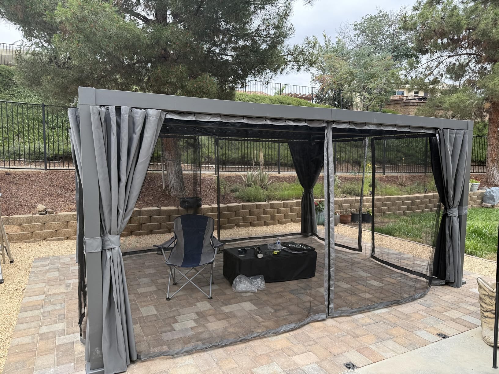 Aoxun Louvered Pergola 10' x 12' 96S Outdoor Metal Pergola with Adjustable Top for Decks, Gardens and Backyards, Easy Assembly via Structural Patent, Gray customer photo 2