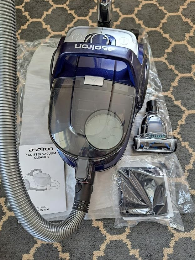 Aspiron Canister Vacuum, Upgraded 1600W Bagless Canister Vacuum Cleaner, Auto Cord Rewind, H13 HEPA Filter, 4Qt Large Capacity, 5 Tools for Hard Floors, Carpet, Pet, Upholstery, Car, Apricot customer photo 2