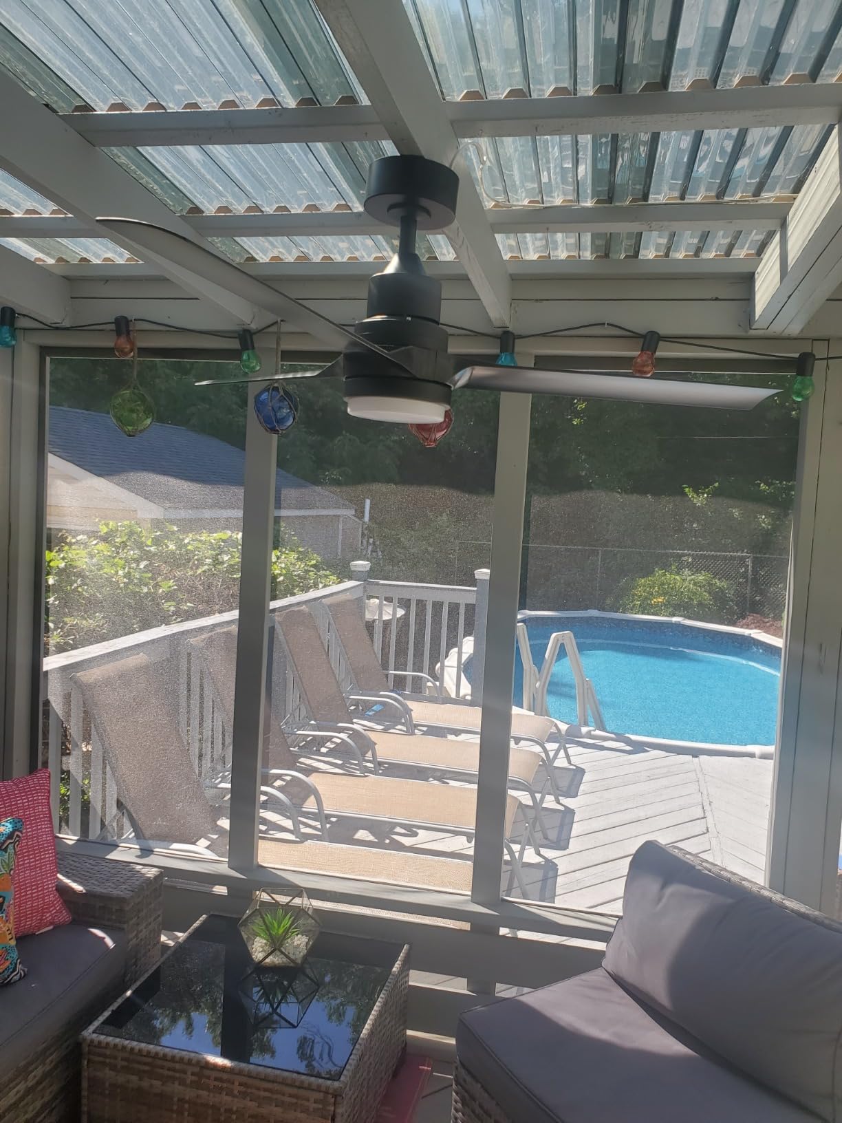 Obabala Black Outdoor Ceiling Fan, 52 in Ceiling Fans No Light with Remote Control, 3 Blades, 6 Speed Reversible DC Motor Modern for Patios, Living Room, Bedroom, Porch customer photo 2