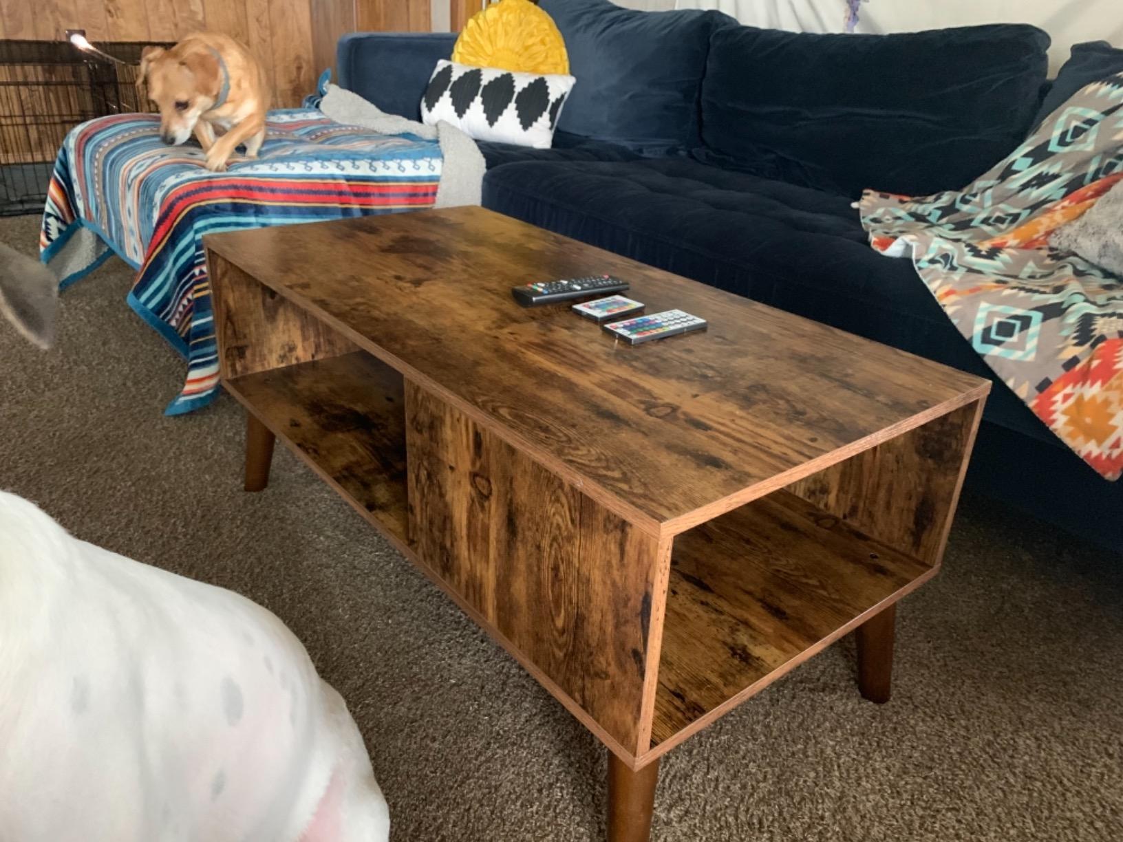 VASAGLE Lift Top Coffee Table, Lift Tabletop Dining Table, Gas Spring, Hidden Compartment, Open Storage Shelf, for Living Room, Home Office, Honey Brown customer photo 2