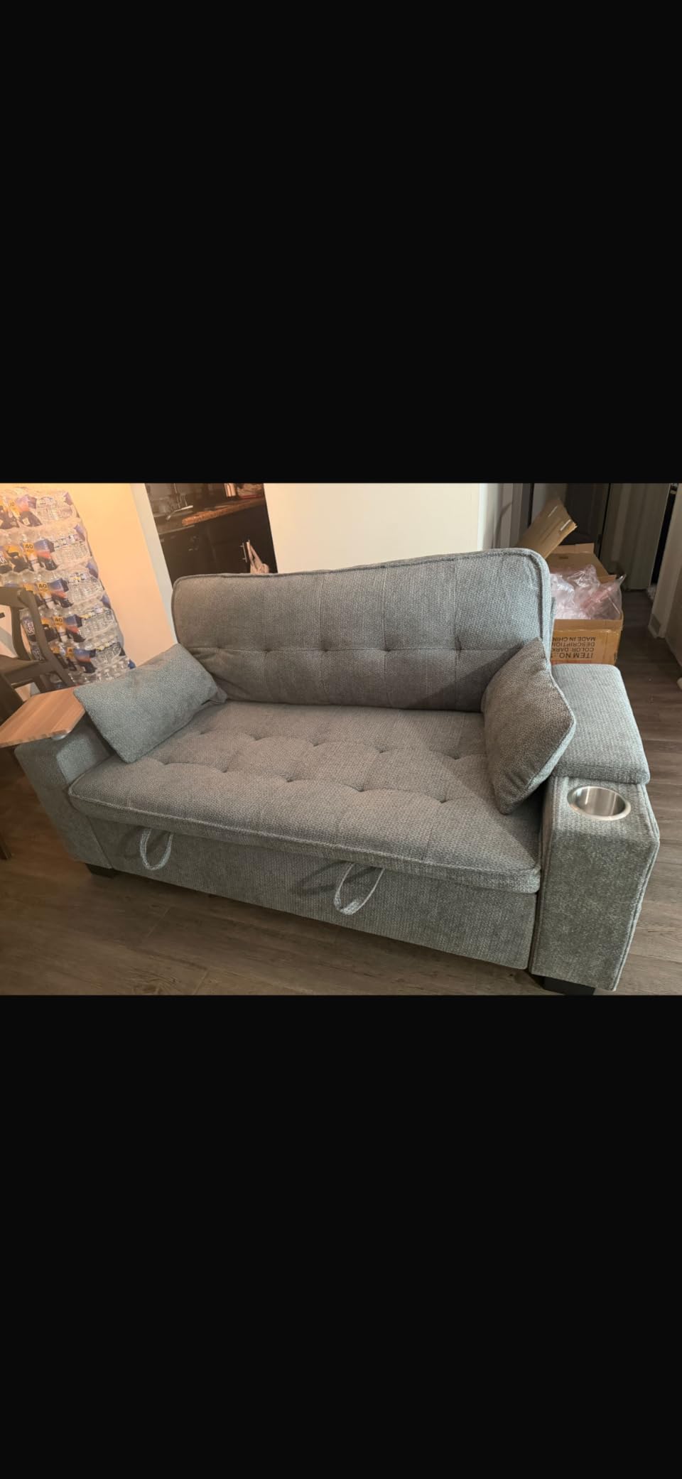 65in Sleeper Sofa Bed, 3 in 1 Pull Out Couch with Chenille Fabric Convertible Loveseat for LivingRoom and Apartment (Darkgrey) customer photo 2