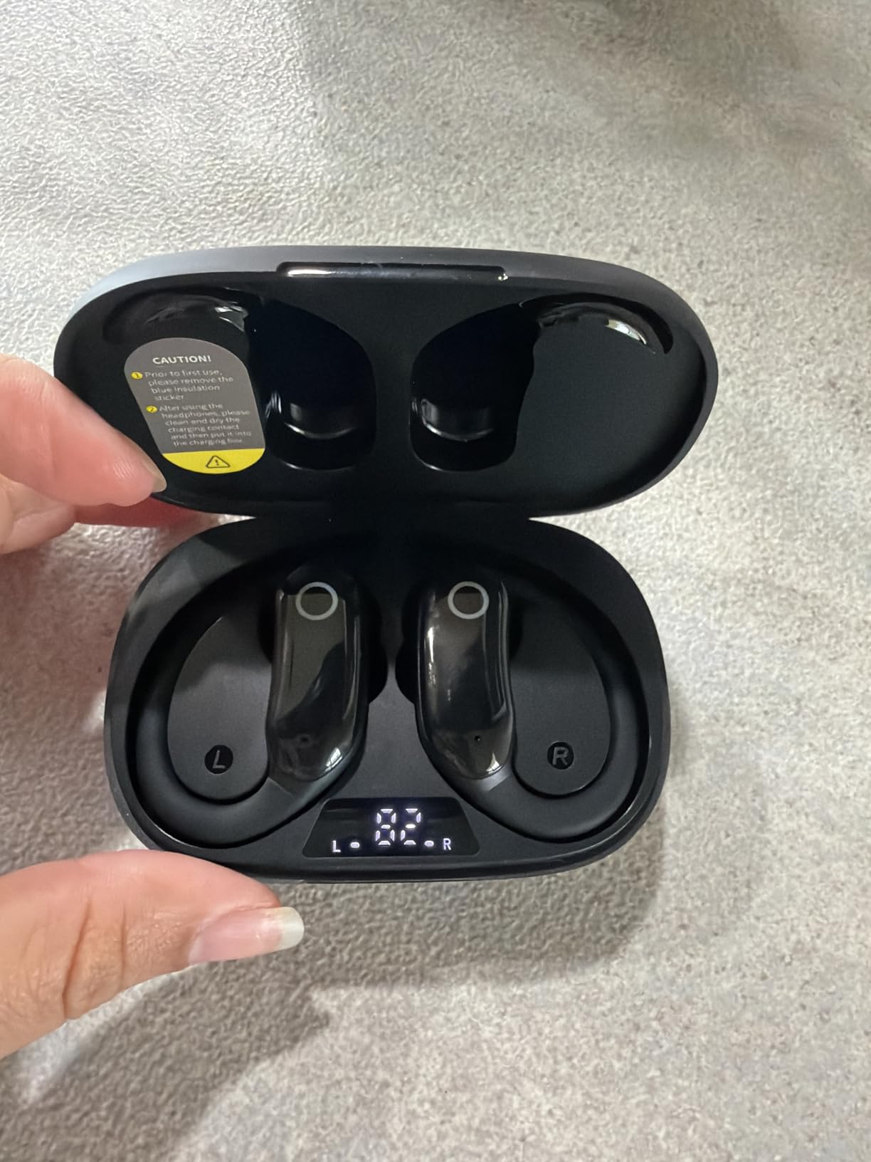 GNMN Active Noise Cancelling Ear Buds Wireless Earbuds 96hrs Playback Bluetooth Headphones Dual Battery Display Stereo Bass Earphones with Earhooks Microphone IPX7 Waterproof for Sports/Running/Workout customer photo 2