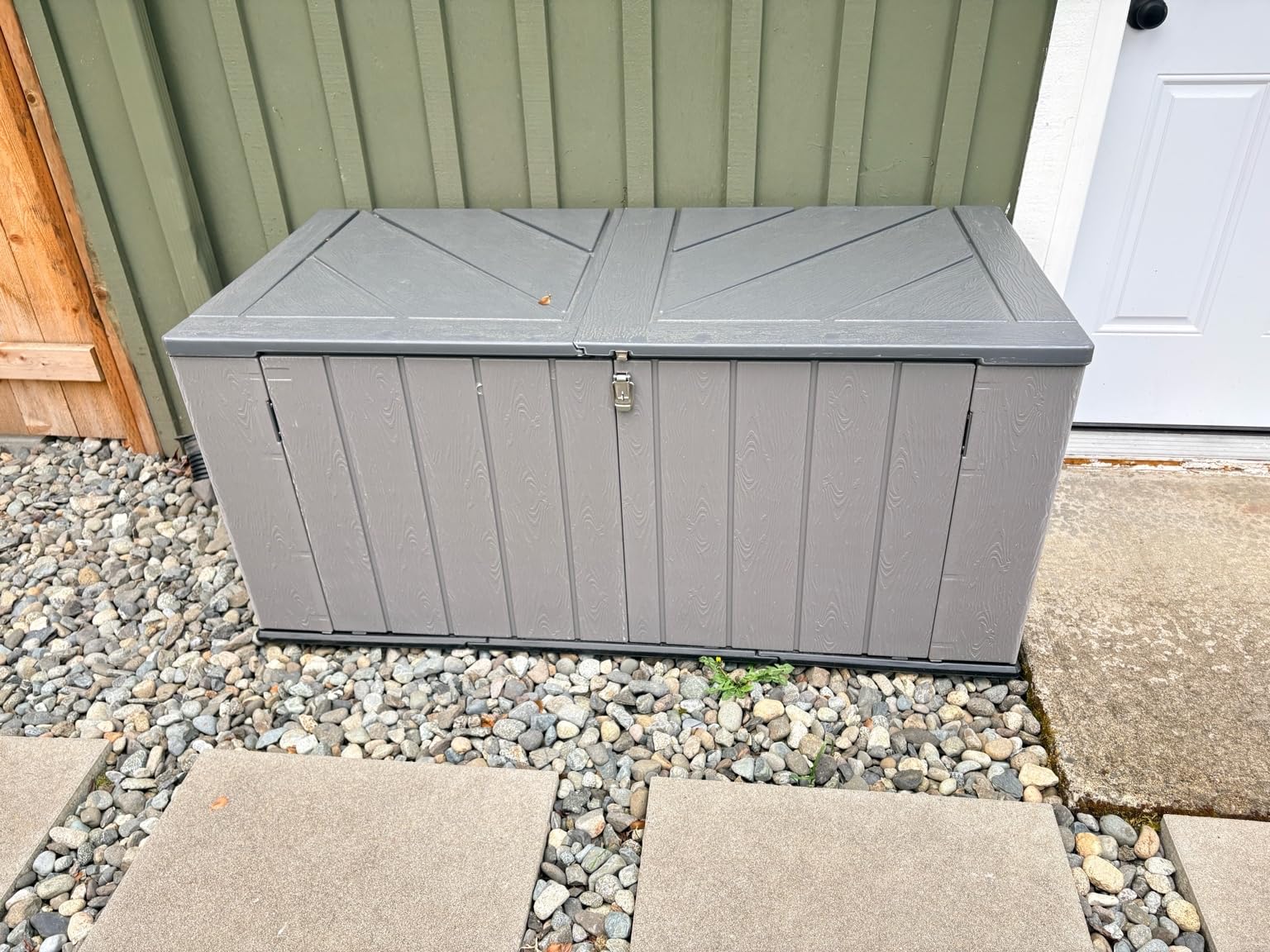 Aoxun 6x4 FT Outdoor Storage Shed, Plastic Garden Resin Shed with Floor and Window for Patio, Lawn, Outdoor Storage with Lockable Door for Bike, Tools, Garbage Can, Grey customer photo 1