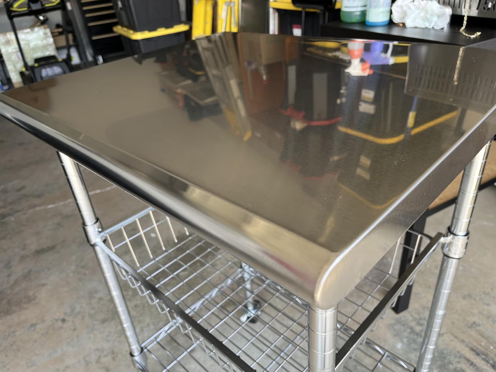 Seville Classics Commercial Work Table Island Utility Cart Prep Station, for Restaurant, Kitchen, Warehouse, Garage, Hotel, Home, Stainless-Steel Top NSF, 24