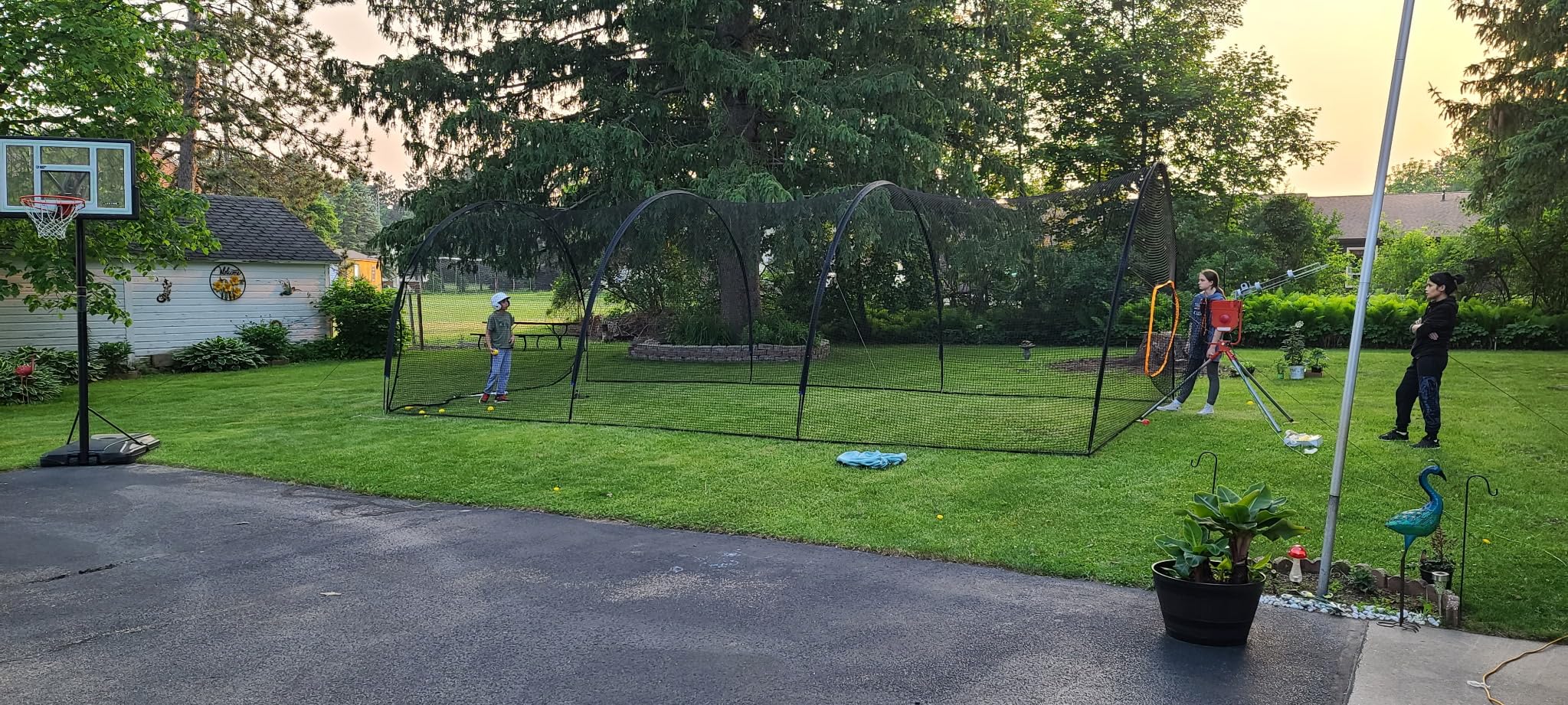 HEATER Sports PowerAlley Baseball & Softball Batting Cage Net & Frame - Heavy-Duty Net with Built-in Pitching Machine Harness for Safety (Machine Not Included) customer photo 2