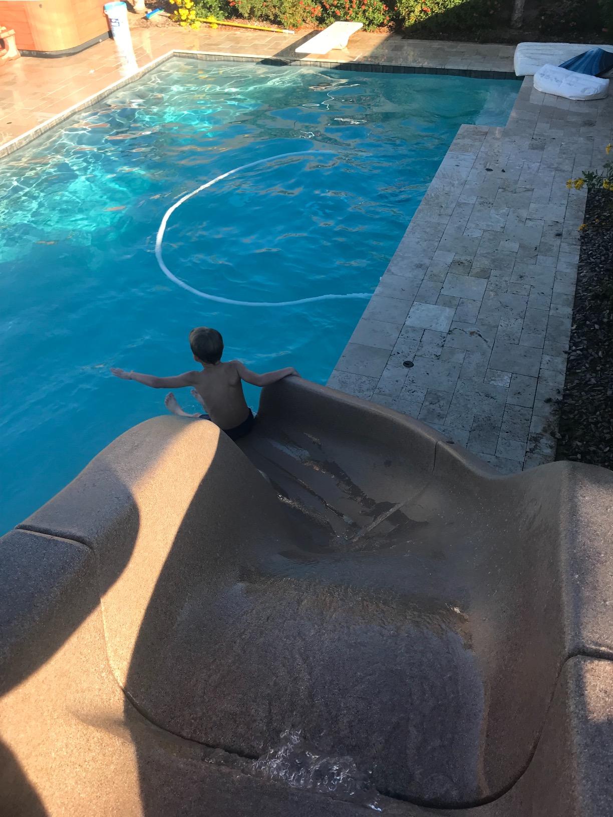 S.R.Smith Typhoon Pool Slide, Sandstone - Premium Water Slide with Right Curve for Inground Swimming Pool - Deck Mounted with Enclosed Ladder for Safety customer photo 1