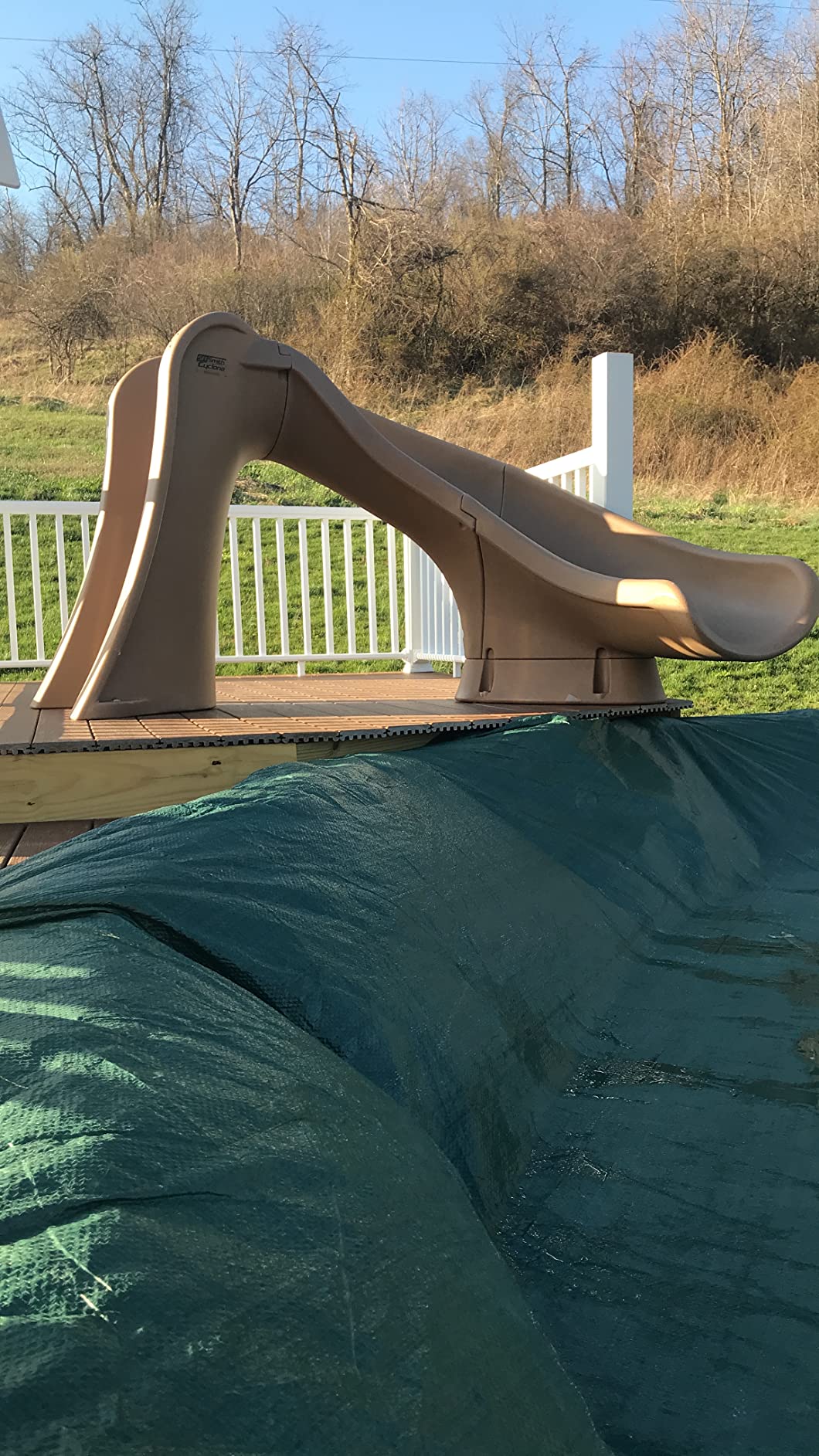 S.R.Smith Cyclone Pool Slide, Taupe - Premium Water Slide with Right Curve for Inground Swimming Pool - Deck Mounted with Enclosed Ladder for Safety customer photo 1