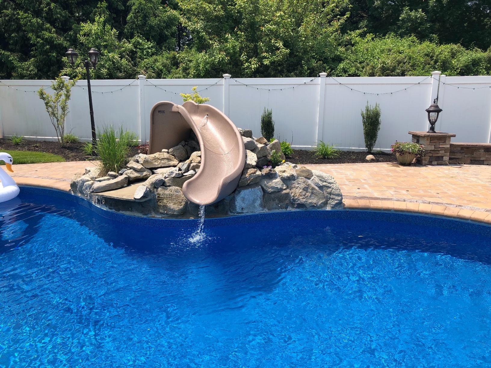 S.R.Smith Cyclone Pool Slide, Taupe - Premium Water Slide with Right Curve for Inground Swimming Pool - Deck Mounted with Enclosed Ladder for Safety customer photo 2