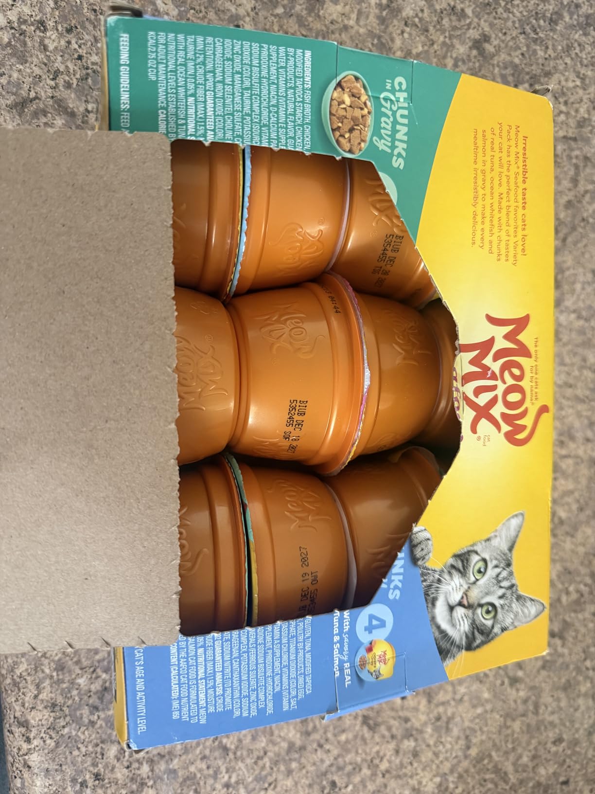 Meow Mix Savory Morsels Seafood Favorites Variety Pack, 2.75 oz Can (12 Pack) customer photo 1