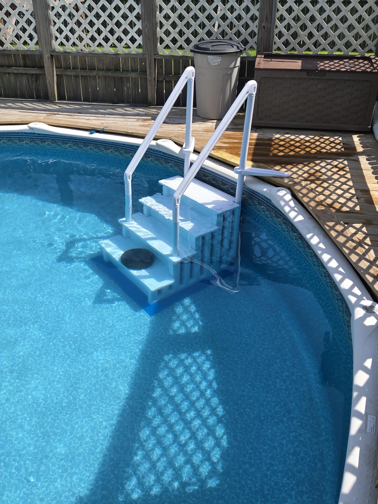 XtremepowerUS 4-Step Above Ground Swimming Pool Ladder Step to Deck Mounted Step Ladder W/Double Handle Rail Slip Prevent 48