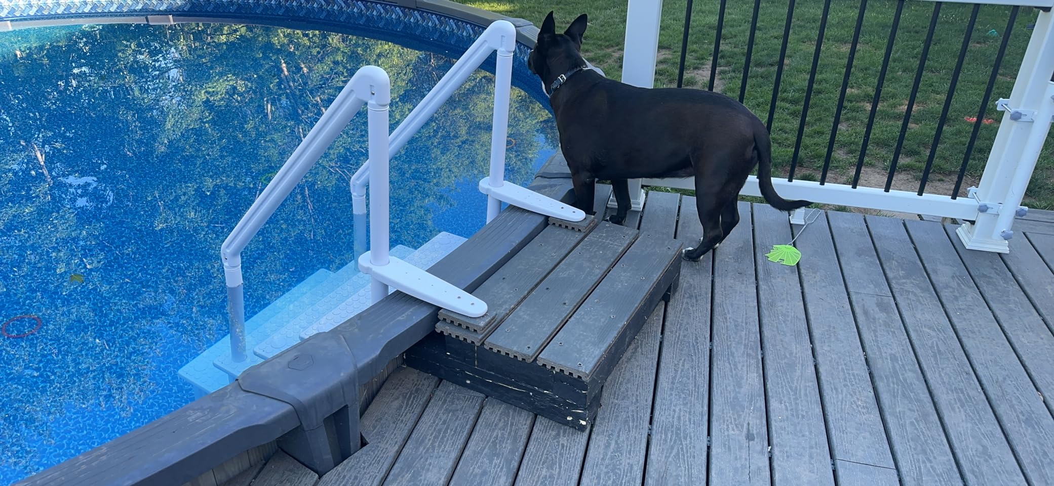 XtremepowerUS 4-Step Above Ground Swimming Pool Ladder Step to Deck Mounted Step Ladder W/Double Handle Rail Slip Prevent 48