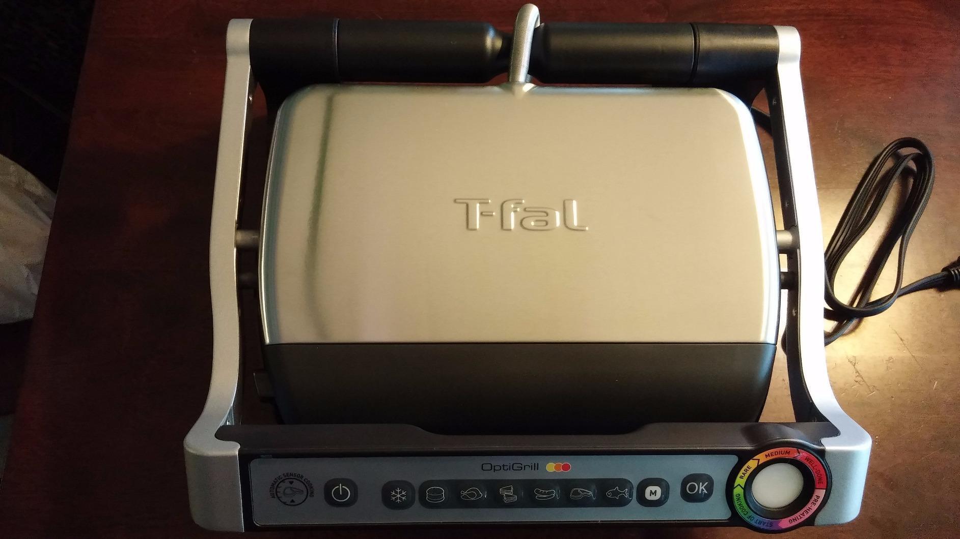 T-Fal OptiGrill Stainless Steel Electric Grill, 4 Servings, 6 Automatic Cooking Modes, Intelligent Grilling, Rare to Well-Done, Panini Press, Nonstick Removable Plates, Indoor, Silver customer photo 1