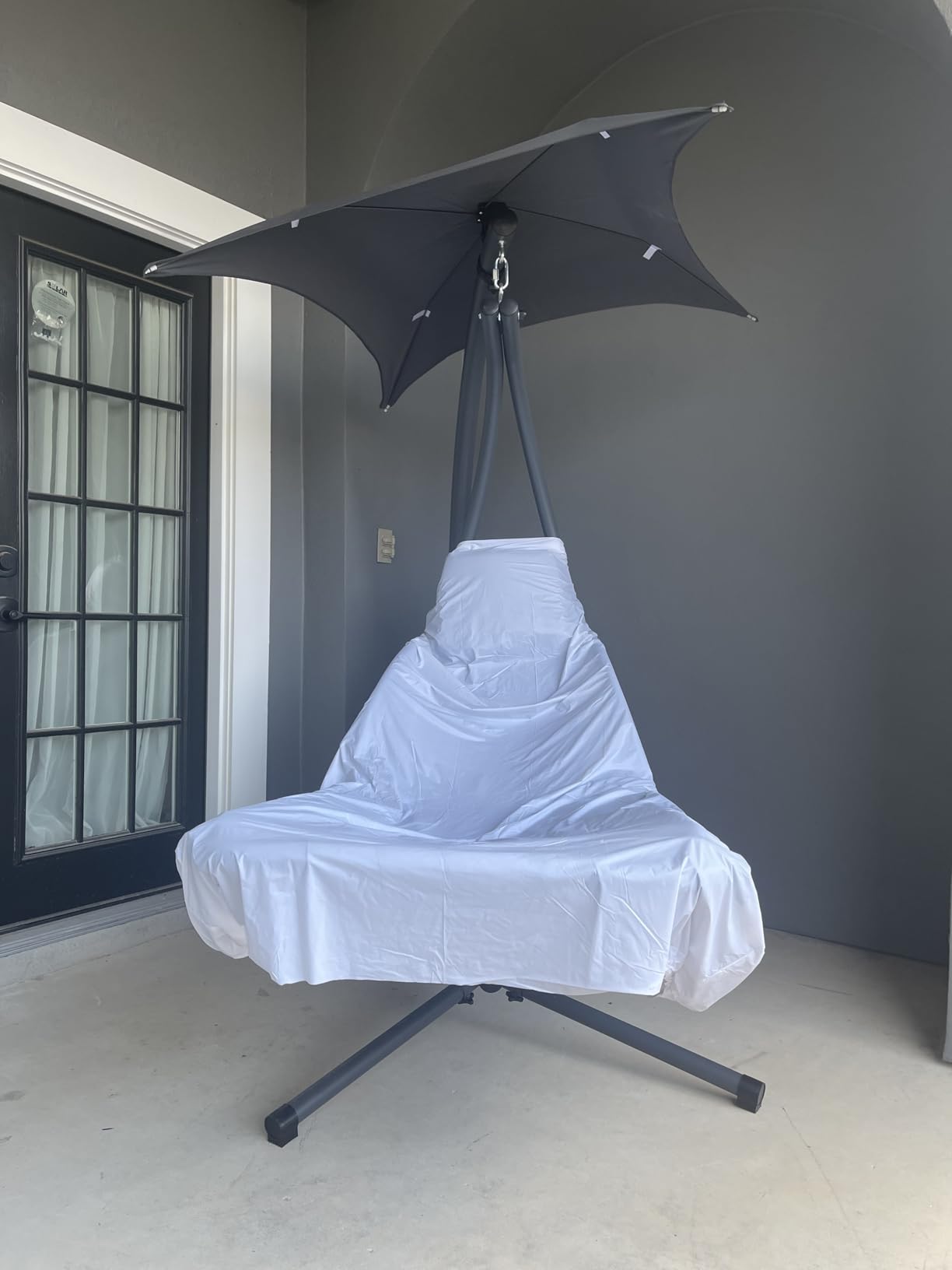 Best Choice Products Outdoor Hanging Curved Steel Chaise Lounge Chair Swing w/Built-in Pillow and Removable Canopy - Teal customer photo 2