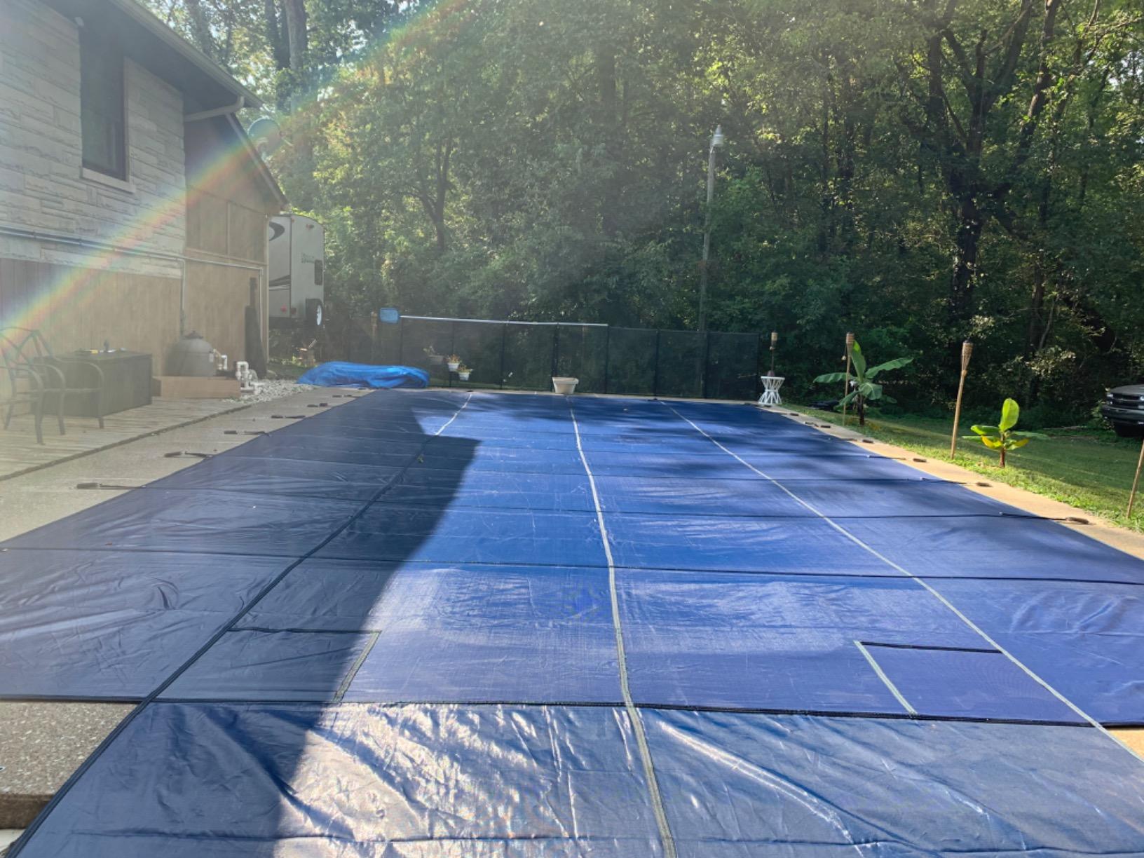 WaterWarden Inground Pool Safety Cover 18' x 36' with Center End Step, 15-Year Warranty, UL Classified to ASTM F1346, Triple Stitched for MAX Strength, Abrasion Resistant, Hardware Included, Blue Mesh customer photo 1