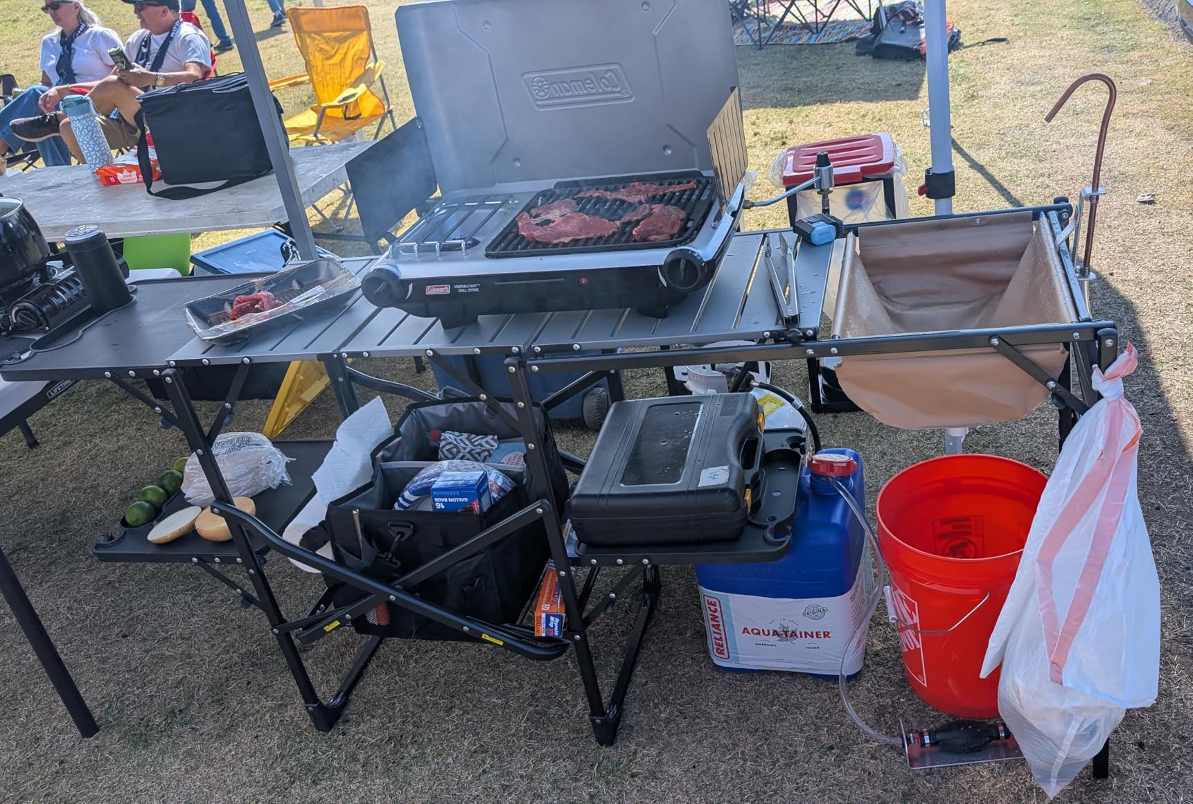 GCI OUTDOOR Slim-Fold Cook Station | Portable Folding Kitchen Table with a Heat Resistant Tabletop, 4 Side Tables & Storage Rack customer photo 1