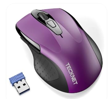 TECKNET Wireless Mouse, 2.4G Ergonomic Optical Mouse, Computer Mouse for Laptop, PC, Computer, Chromebook, Notebook, 6 Buttons, 24 Months Battery Life, 2600 DPI, 5 Adjustment Levels - Purple customer photo 1
