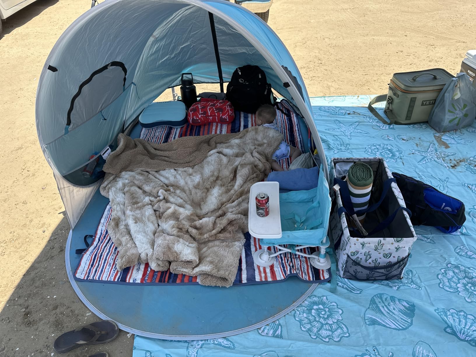 Wolfwise Pop up Beach Tent Sun Shelter with UPF50+ UV Protection, Instant Easy Setup Popup Beach Shade Canopy for 3 Person, Portable & Foldable with Carring Bag, 87 ×57×47 in, Blue customer photo 2