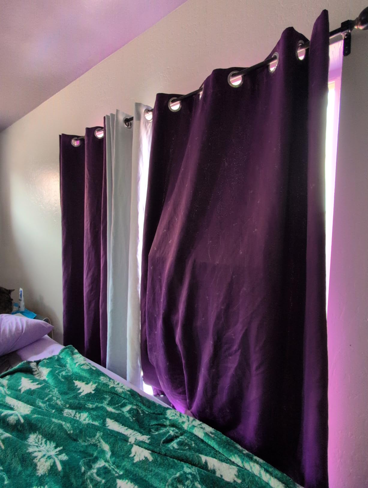 Deconovo Blackout Curtains for Bedroom and Living Room, Light Grey Thermal Insulated Grommet Drapes, Decorative Silver Wave Dots Foil Print, 52W x 84L Inch, Set of 2 customer photo 2