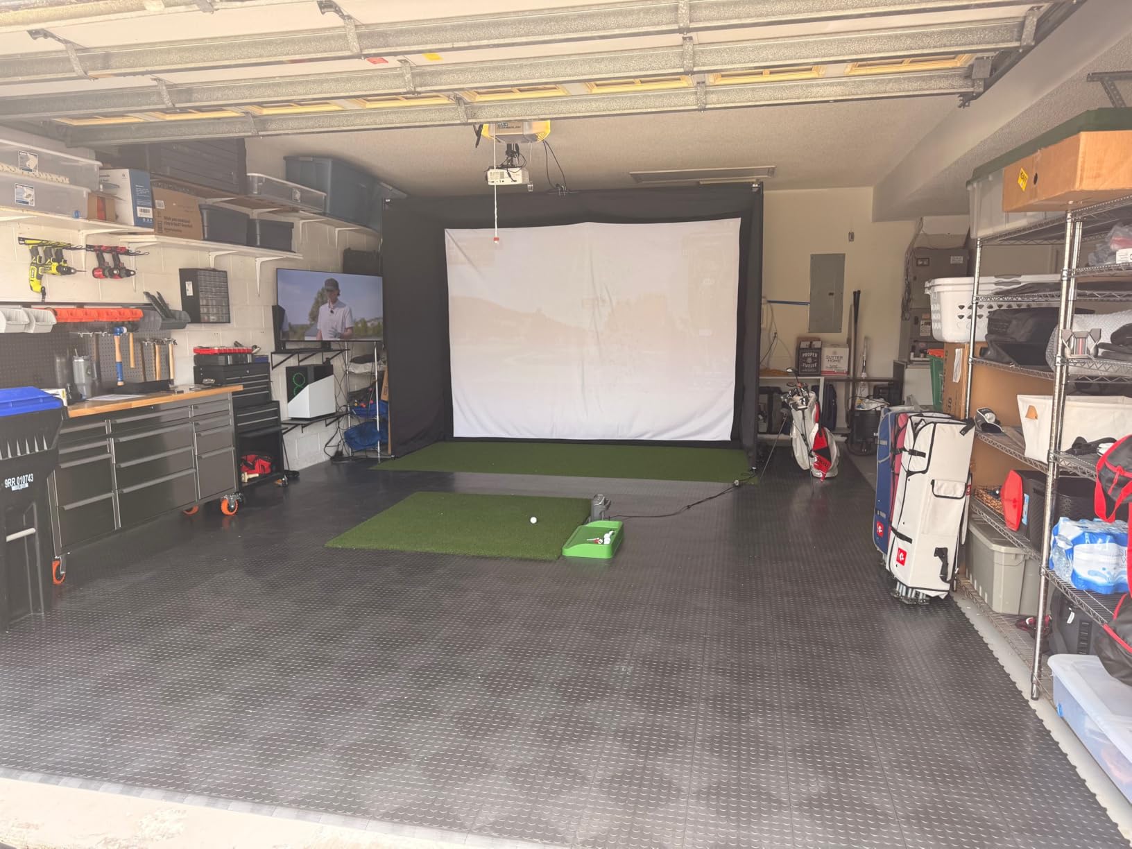 Big Floors GarageDeck Garage Floor Tiles, Interlocking Garage Flooring, Coin Pattern Non-Slip Heavy-Duty Copolymer Modular Tile (Black, 24 Pack of 12 x 12
