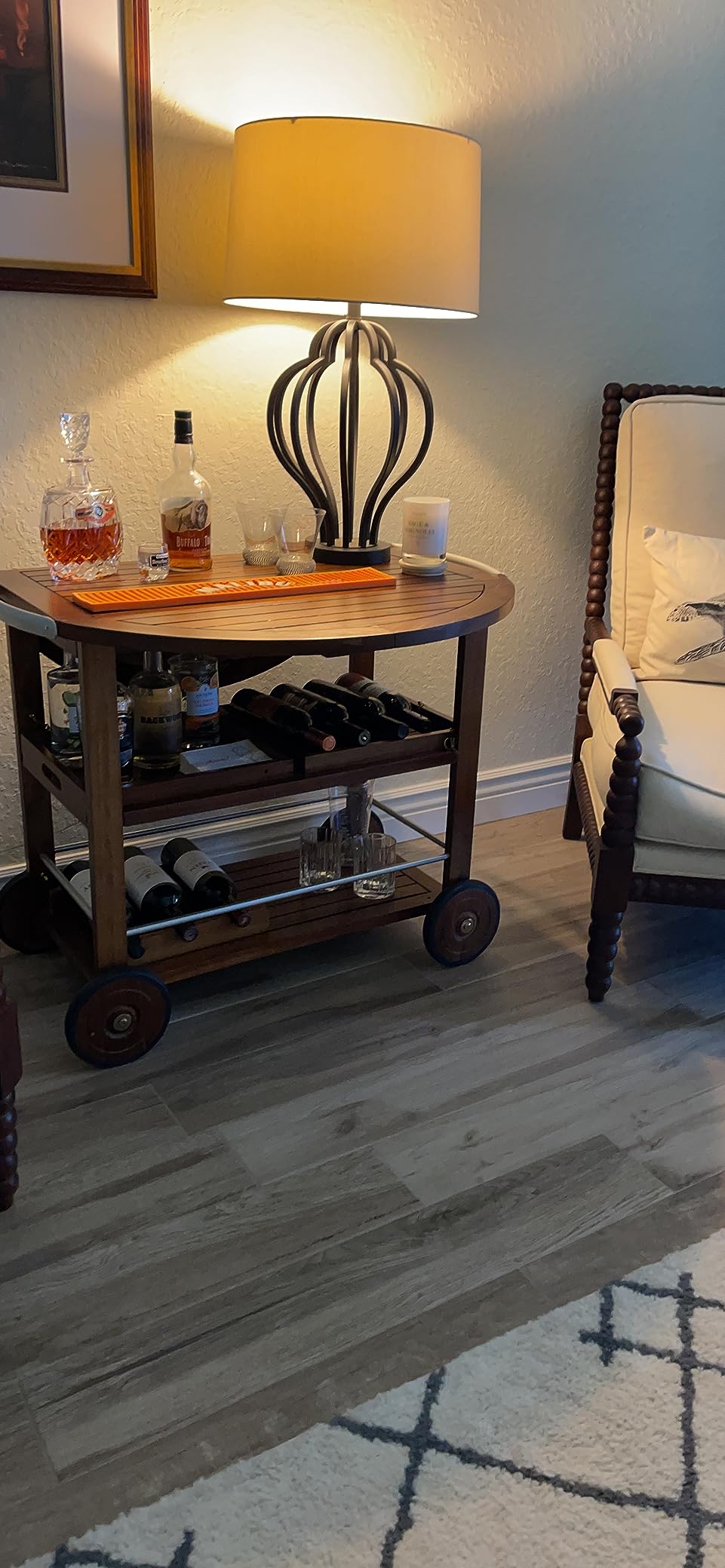 Christopher Knight Home Tillary Tiller Outdoor Acacia Wood Bar Cart Aluminum Accents, Dark Oak/Shiny Powder Coating customer photo 1