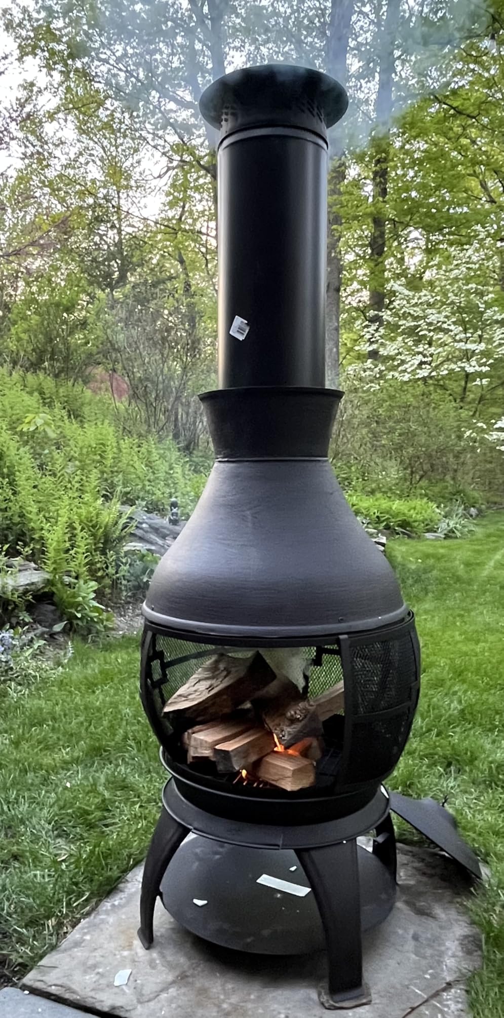 BALI OUTDOORS Chiminea Outdoor Fireplace, Outdoor Wood Burning Fire Pits for Backyard, Garden, Camping, Brown-Black customer photo 2