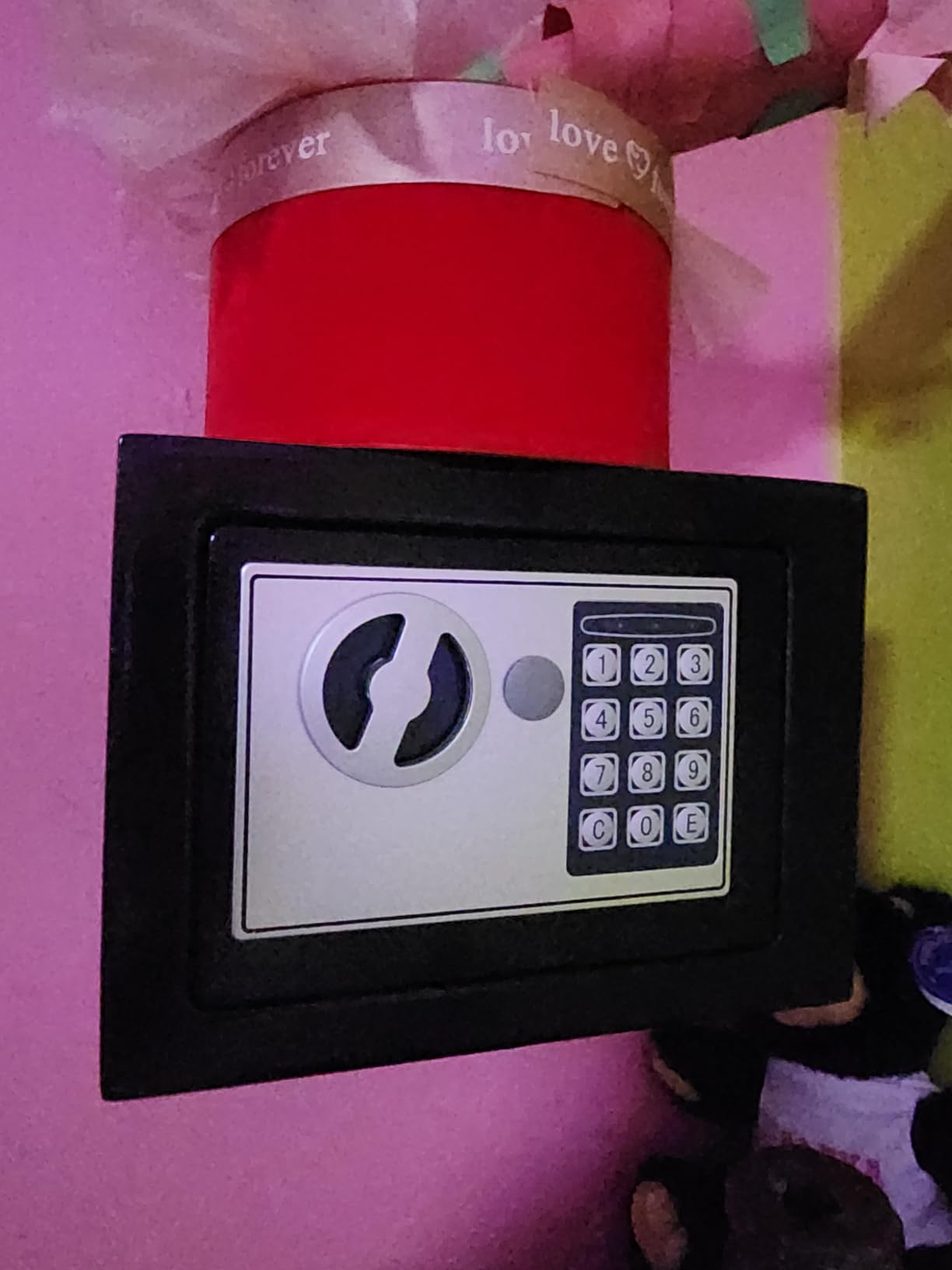 Yuanshikj Safe Box with Electronic Keypad, Small Hidden Steel Security Lock Box with Key, 0.23 Cubic Feet, for Jewelry Gun Cash Use Storage money (BLACK) customer photo 2