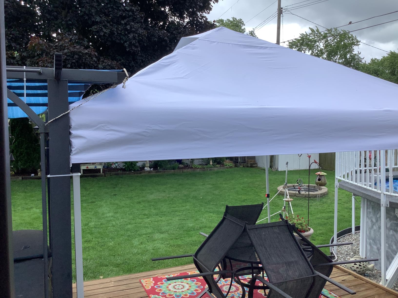 CROWN SHADES 10x10 Pop Up Canopy, Patented CenterLok One Push Tent Canopy, Newly Designed STO-N-GO Storage Bag, 8 Stakes, 4 Ropes (10x10, White) customer photo 2